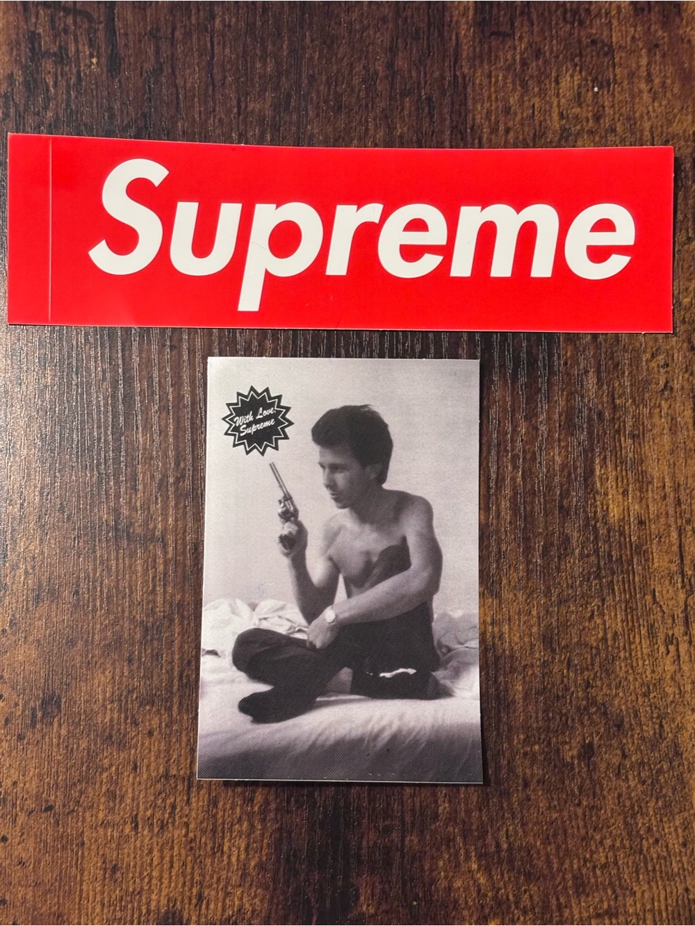 Supreme Larry Clark Gun Man Sticker Signed FW26 & Supreme Red Box Logo NY